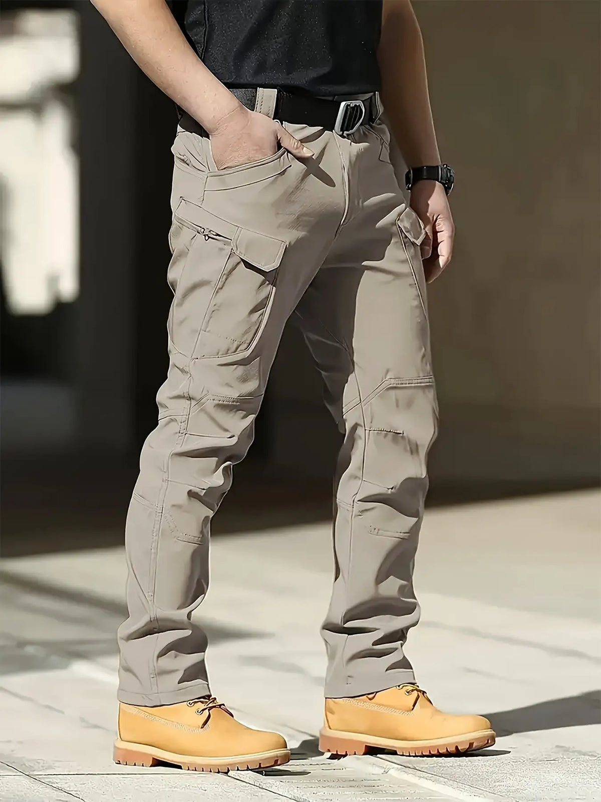 [Machine Washable] Men's Tactical Cargo Pants - Stretch Fabric with Multiple Pockets, Regular Fit, Machine Washable - Elastic Waist for Everyday Comfort - Durable Outdoor Hiking and Casual Workwear - Casual Cargo Pants