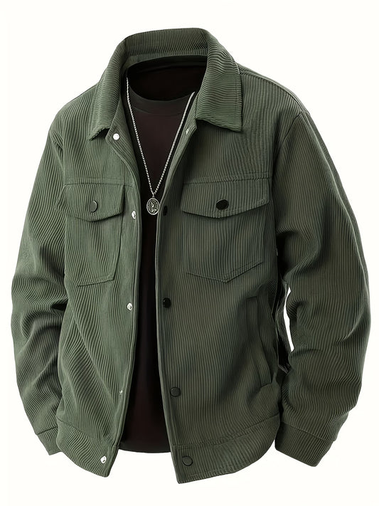 Men's Casual Jacket Spring Autumn Pure Color Buttoned Collar Pocket Leisurely Wear 2025 Fashion Trend