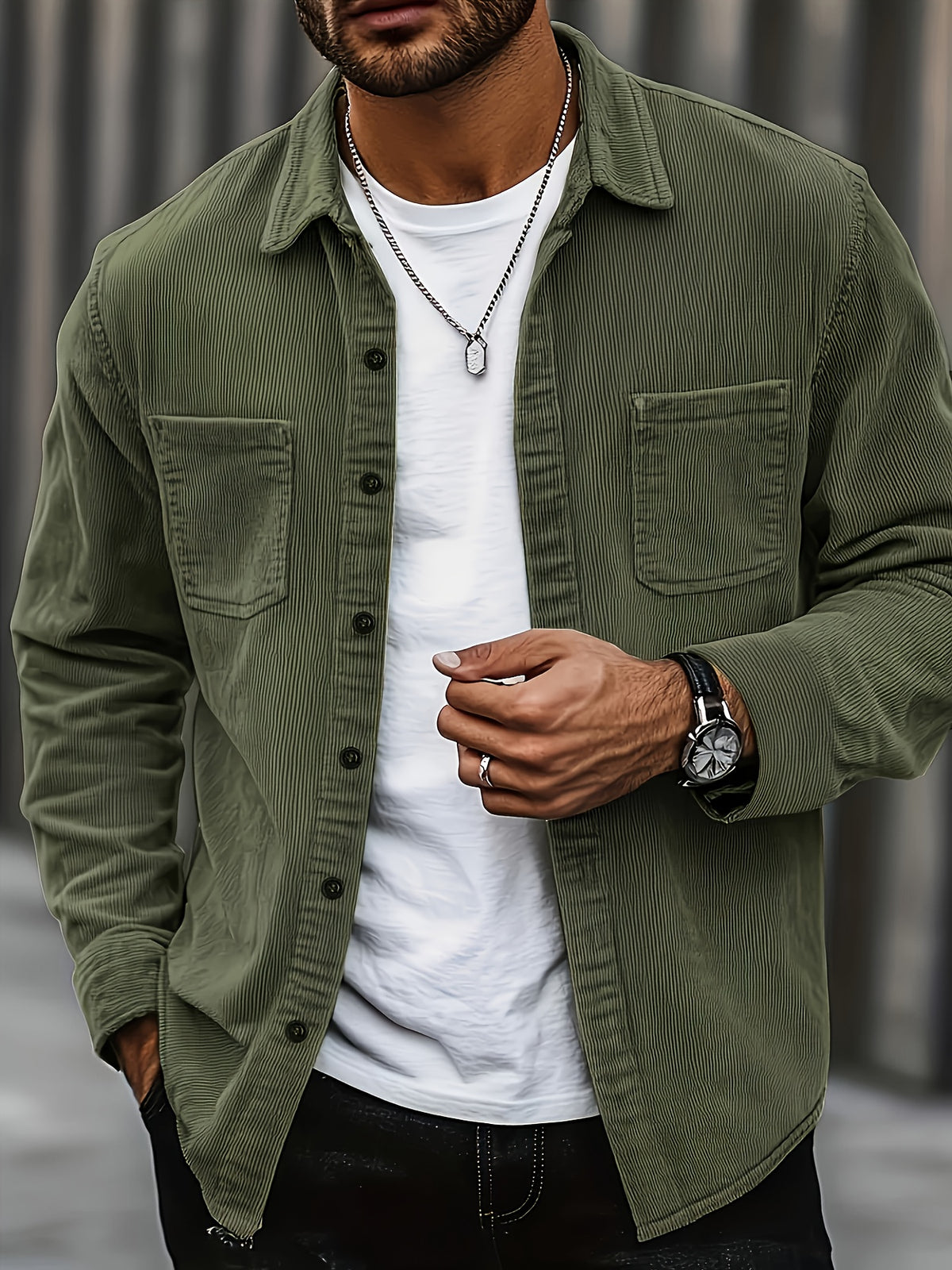 [Shule Water OBM] Men'S Fashion Gentleman Casual Top, Men-Adult-Universal-Student-Couple-Casual-Outdoor-Street-Teenager=Versatile Elastic Rope Struggle Federation - with Multiple Pockets, Green And White Contrast Design for Streetwear
