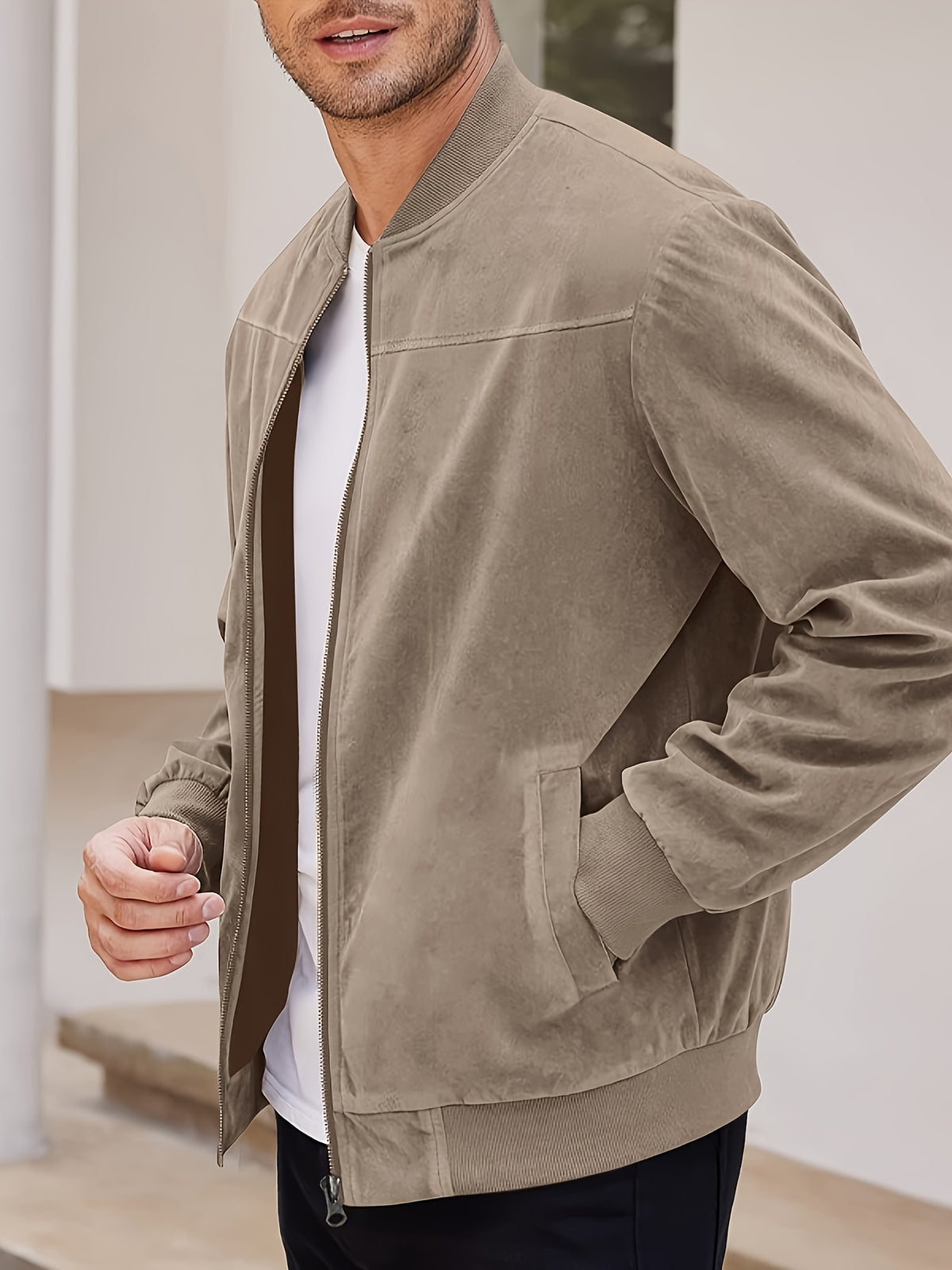 2026 Cross-Border Men'S Fashion Casual Sports Zipper Stand-Up Collar Executive, Date, Negotiation Business, Autumn/Winter Jacket