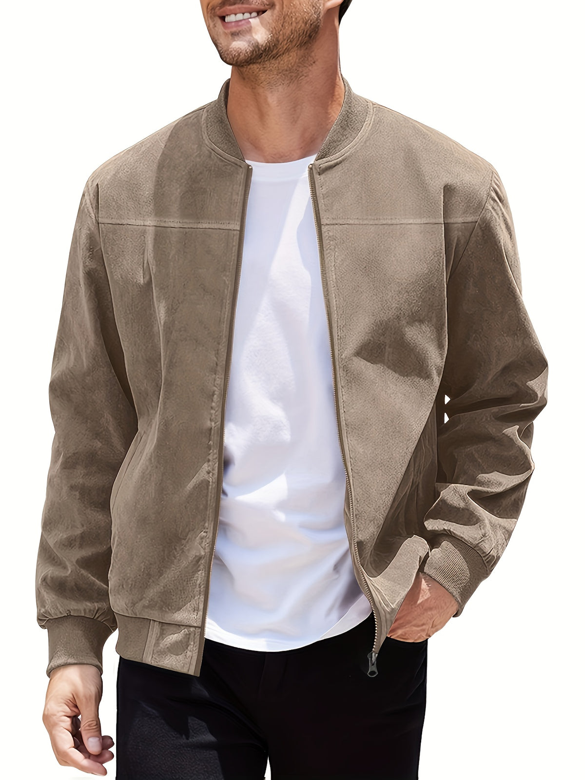 2026 Cross-Border Men'S Fashion Casual Sports Zipper Stand-Up Collar Executive, Date, Negotiation Business, Autumn/Winter Jacket