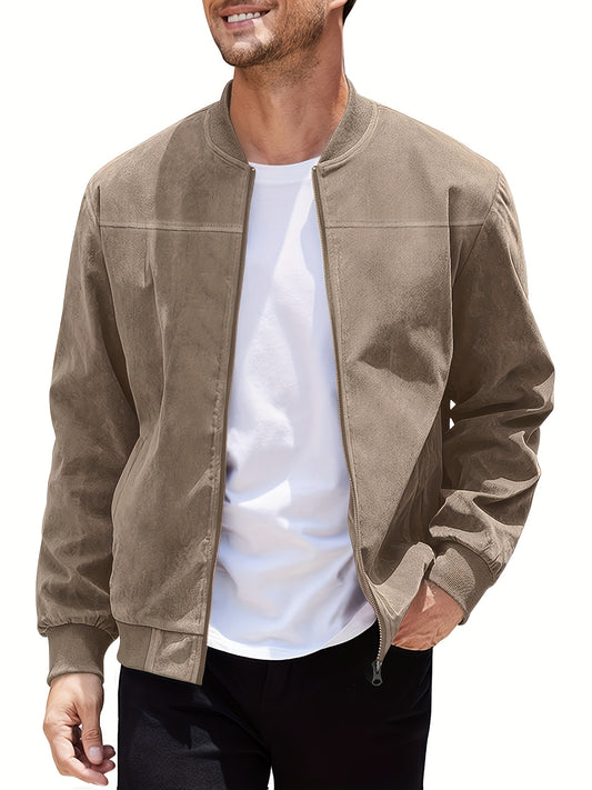 2026 Cross-Border Men'S Fashion Casual Sports Zipper Stand-Up Collar Executive, Date, Negotiation Business, Autumn/Winter Jacket