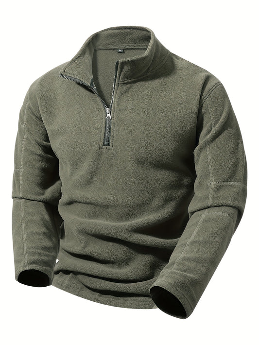 Men's autumn and winter new item standing collar half zipper long sleeved sweatshirt trendy and versatile Men's fleece