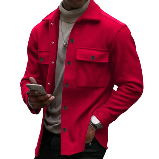 Cross-border sweater American retro fleece jacket single-breasted lapel casual jacket men's winter clothing
