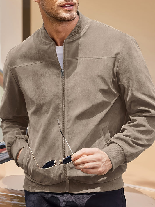 2026 Cross-Border Men'S Fashion Casual Sports Zipper Stand-Up Collar Executive, Date, Negotiation Business, Autumn/Winter Jacket