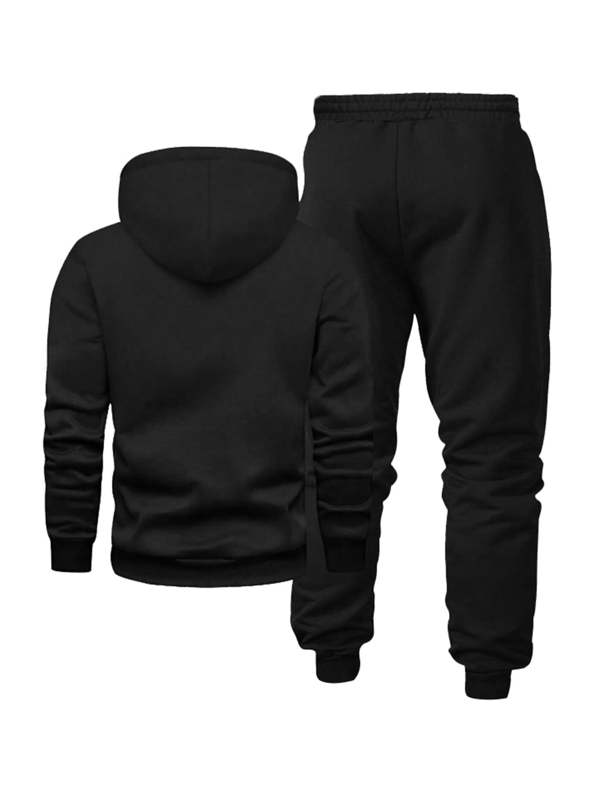 2pcs Men'S Comfortable Fleece-Lined Hooded Sweatshirt And Casual Long Pants Sportswear Set, Geometric Pattern, Loose Long Sleeve Pullover Top, Autumn Winter Casual Streetwear, Comfortable Apparel, Trendy Casual Men'S Clothing, Men'S Sweatshirt Set