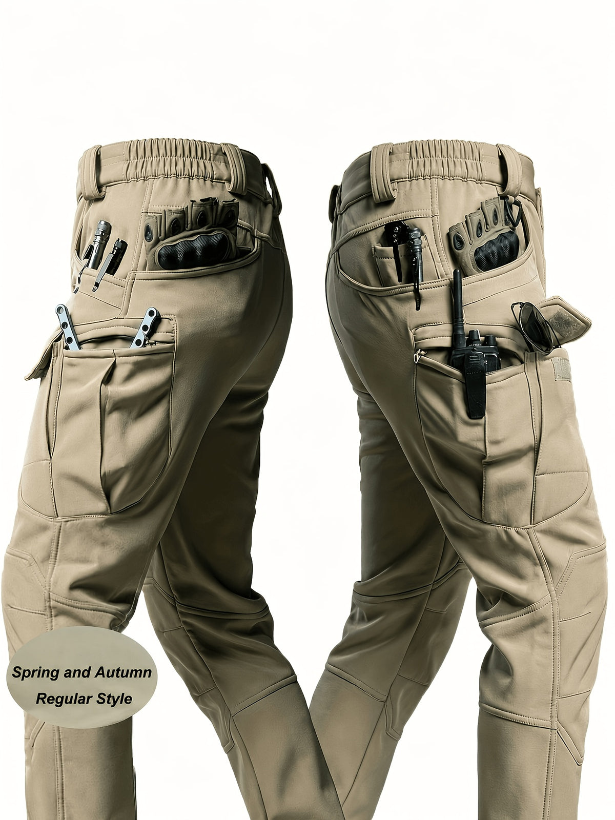 [Machine Washable] Men's Tactical Cargo Pants - Stretch Fabric with Multiple Pockets, Regular Fit, Machine Washable - Elastic Waist for Everyday Comfort - Durable Outdoor Hiking and Casual Workwear - Casual Cargo Pants