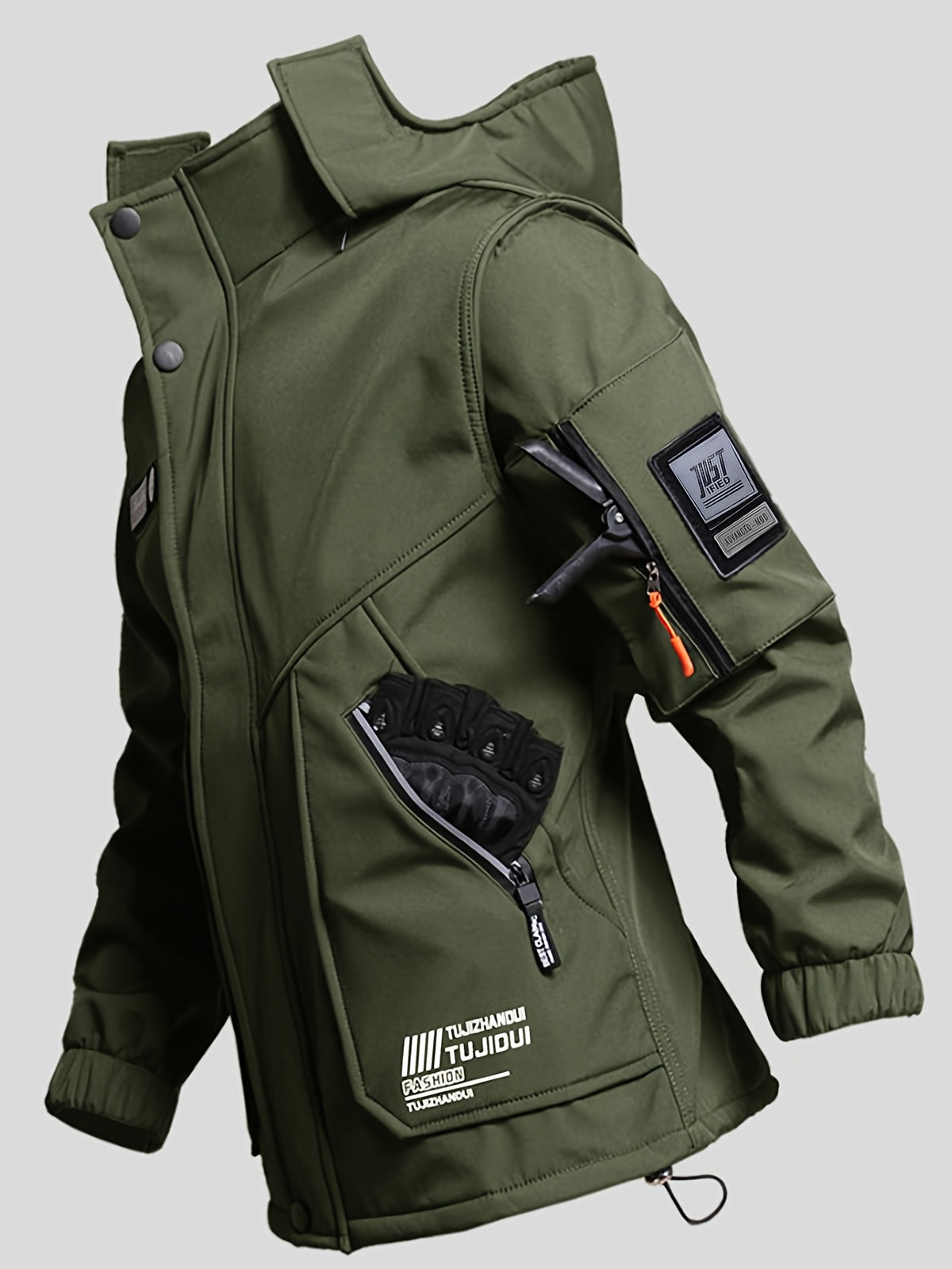 Men'S Thick Fleece Winter Warm Set, Workwear Casual Jacket with Hooded Zipper, Multi-Pocket Jacket, Casual Autumn And Winter Men'S Jacket, Long Pants, Fleece Set, Warm Outdoor Hiking, Wear-Resistant, Hunting